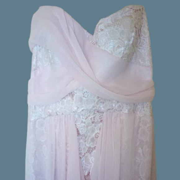 LE CHATEAU Strapless Prom  Formal Peachy Pink Hi Low Dress Gown XL NEW N… - Picture 10 of 10